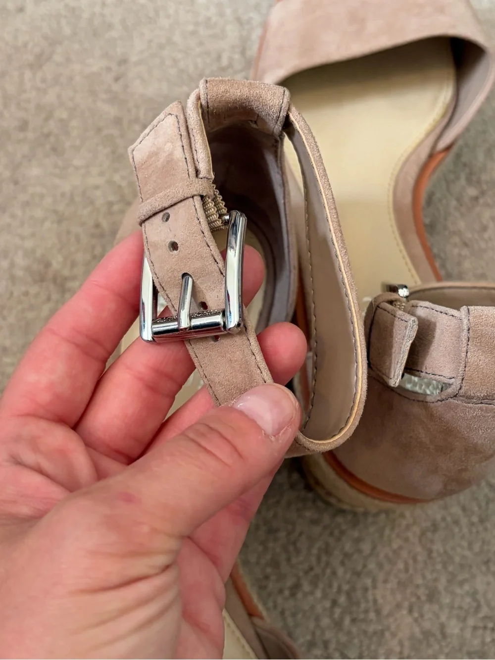 Vince Camuto Women’s Suede Ankle-Strap Sandals — Taupe